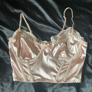 cropped pink corset top with adjustable straps